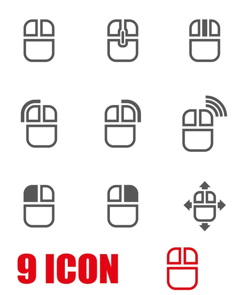 Vector gris ratón del ordenador icono conjunto — Archivo Imágenes Vectoriales
