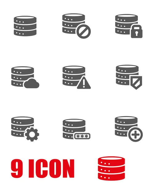 Vector grey database icon set — 스톡 벡터