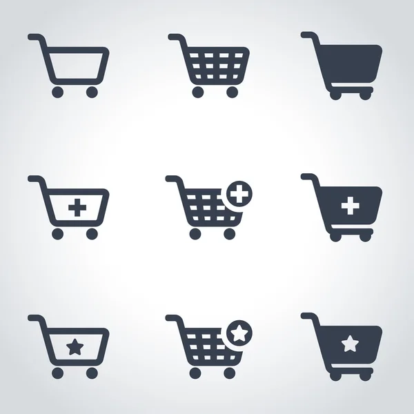 Vector black shopping cart icon set — Stock Vector
