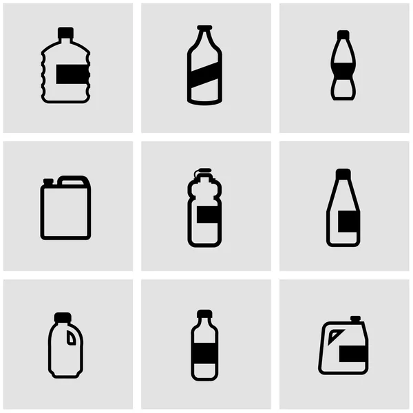 Vector black bottles icon set — 스톡 벡터