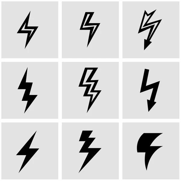 Vector black lightning icon set — Διανυσματικό Αρχείο
