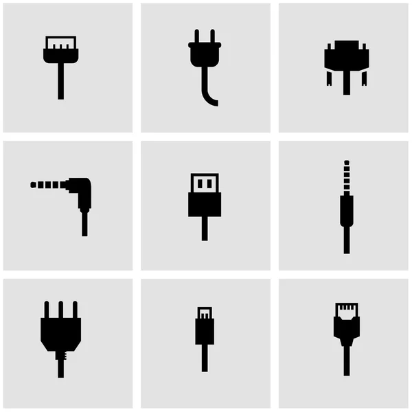 Vector black plug icon set — Stockvector