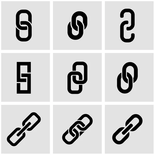 Vector black chain or link icon set — Stock Vector