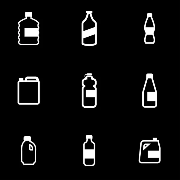 Conjunto de ícones de garrafas brancas vetoriais — Vetor de Stock