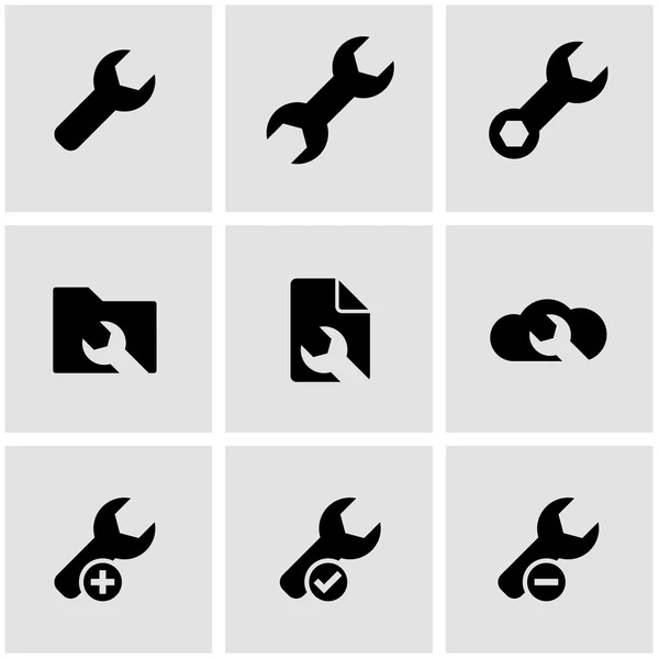 Vector black spanners icon set — Stock Vector