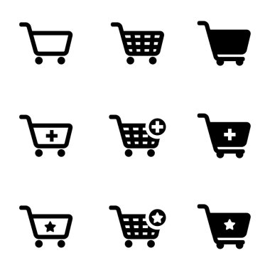 alışveriş sepeti Icon set vektör siyah