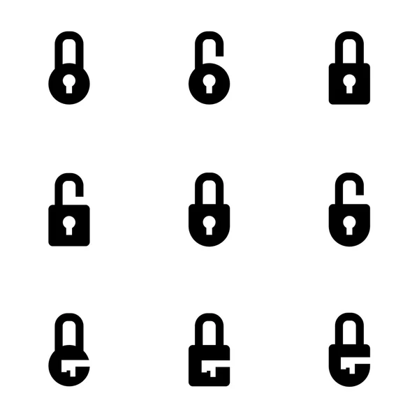 Conjunto de ícones de fechaduras preto vetorial — Vetor de Stock