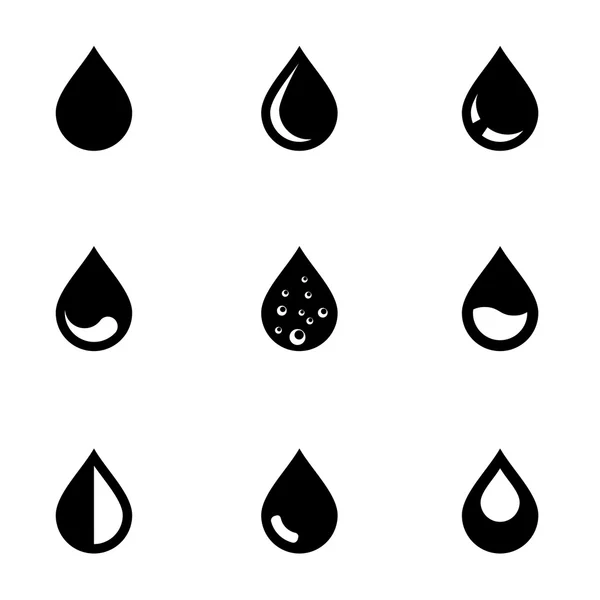 Conjunto de iconos de gota negra vectorial — Vector de stock