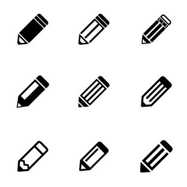Vektör siyah kalem Icon set
