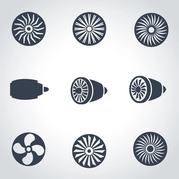 Vector zwarte turbines pictogrammenset — Stockvector