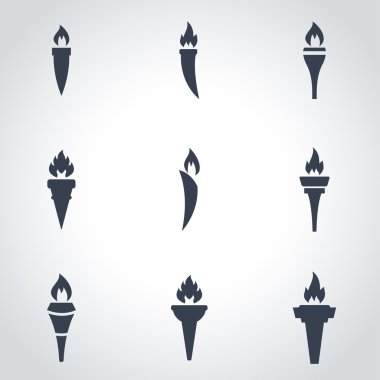 Vektör siyah meşale Icon set