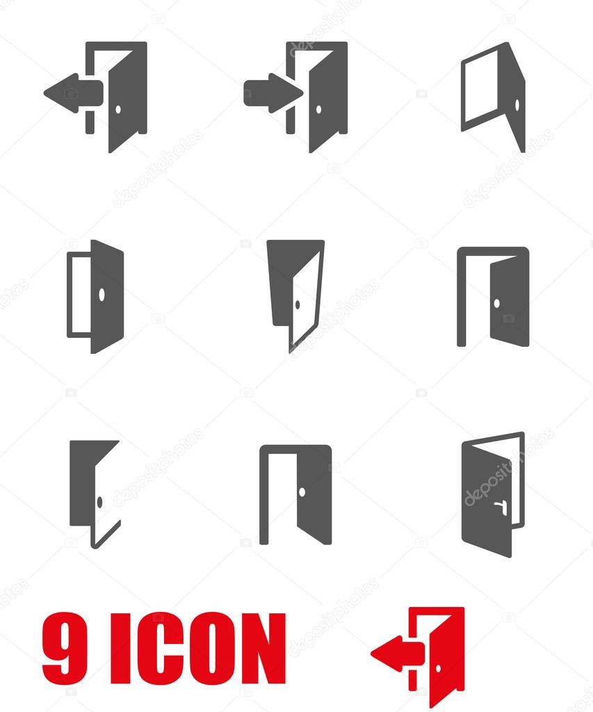 Vector grey door icon set