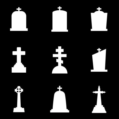 Vector white gravestone icon set