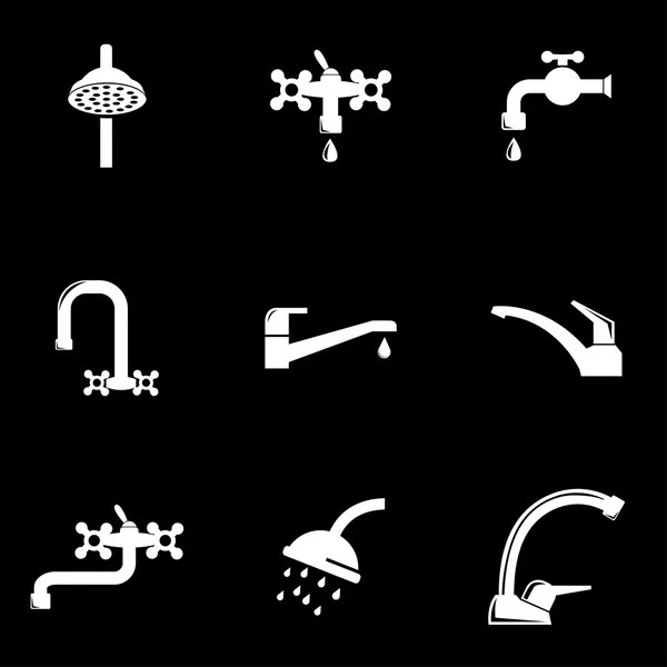 Vector white water tap icon set — Stok Vektör