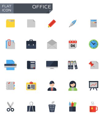 Vektör düz office Icons set
