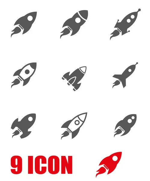 Vector grey rocket icon set — Stock Vector