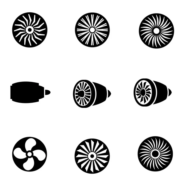 矢量黑色涡轮机图标集 — 图库矢量图片