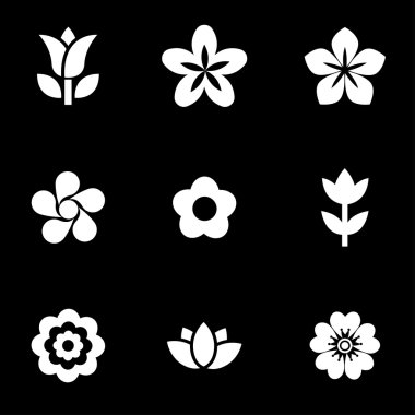 Vector white flowers icon set