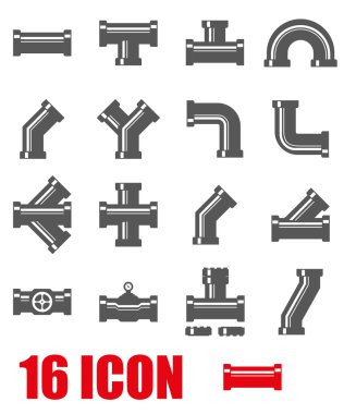 Vektör siyah boru bağlantı parçaları Icon set