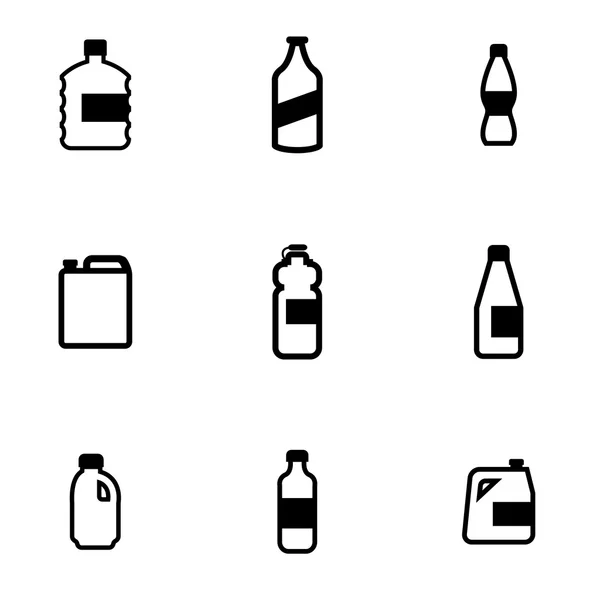 Vector black bottles icon set — 스톡 벡터