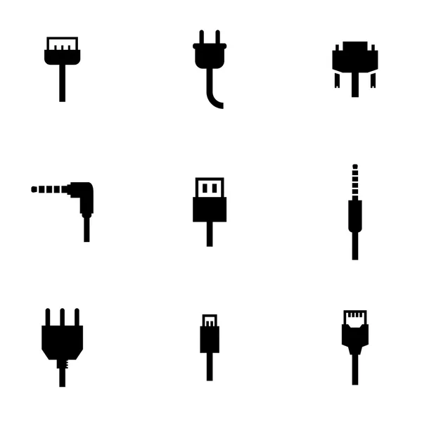 Vector black plug icon set — Stockvector