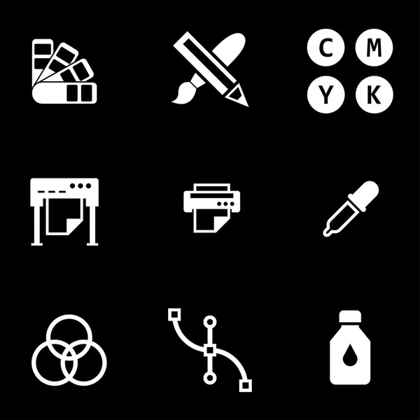 Vector white polygraphy icon set — Stok Vektör