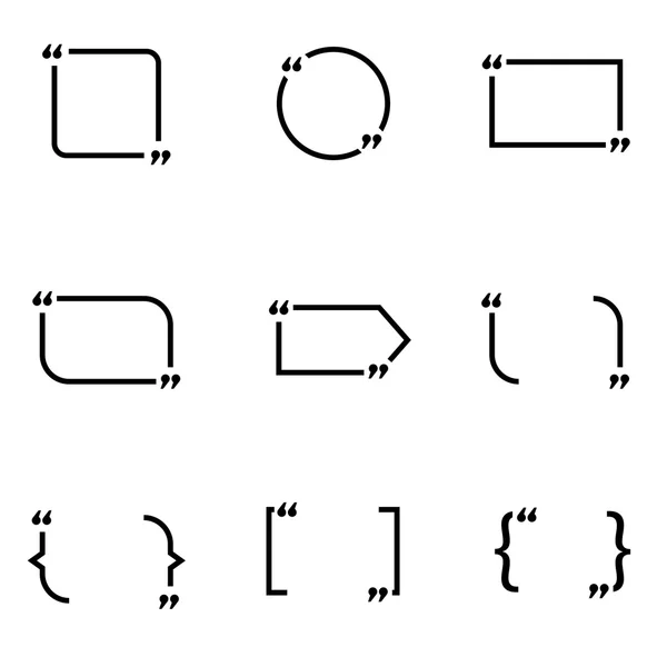 Set di icone a forma di citazione nera vettoriale — Vettoriale Stock