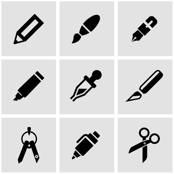 Vector black stationery and painting icon set Vector Graphics
