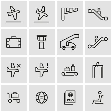 Vector line airport icon set