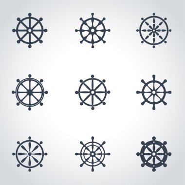 Vektör siyah dümen Icon set