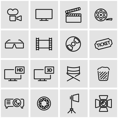 Vektör çizgi sinema Icon set