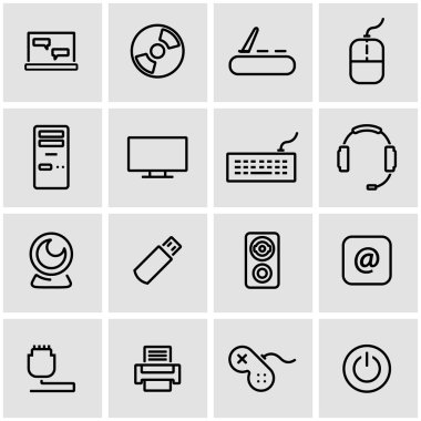 Vektör çizgi bilgisayar Icon set