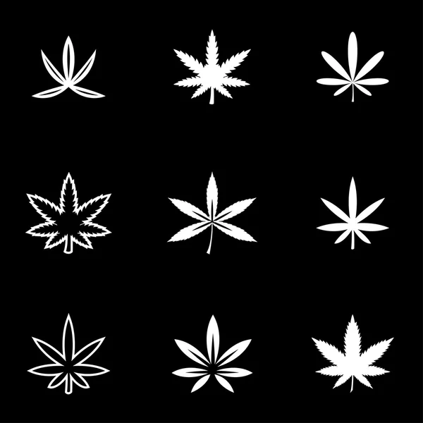 Set di icone di marijuana bianca vettoriale — Vettoriale Stock