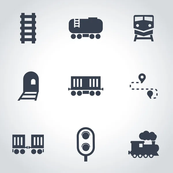 Vector black railroad icon set — Stock Vector