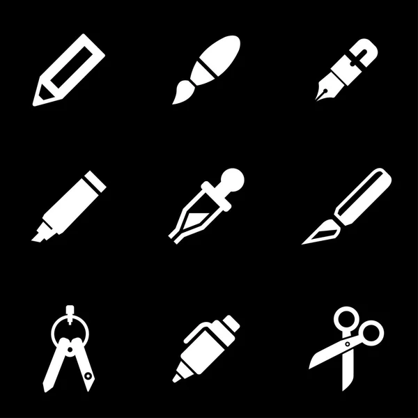 Vector white stationery and painting icon set — ストックベクタ