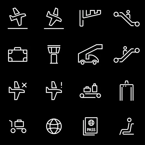 Conjunto de iconos del aeropuerto de línea vectorial. Paquete de iconos de línea plana de moda para diseñadores y desarrolladores . — Vector de stock
