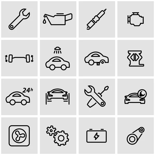 Conjunto de iconos de servicio de coche línea vectorial — Vector de stock