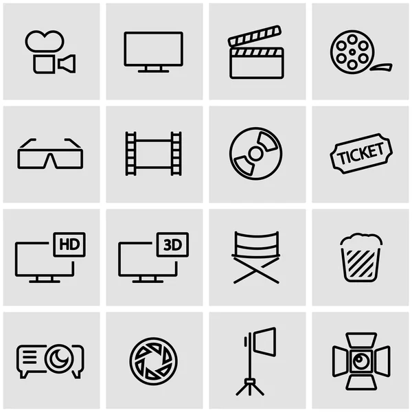 Set de iconos de cine de línea vectorial — Archivo Imágenes Vectoriales