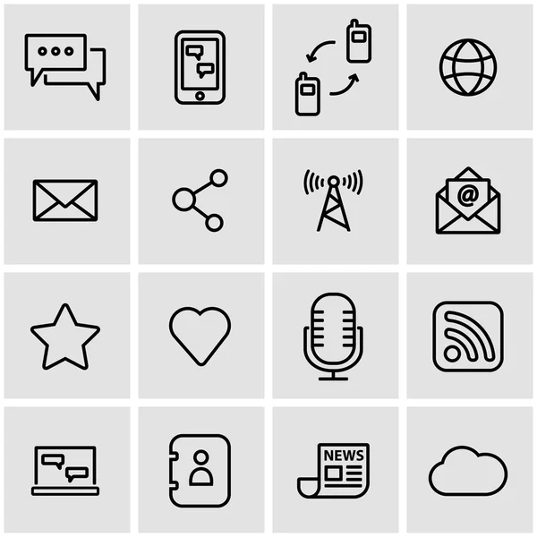 Juego de iconos de comunicación de línea vectorial — Vector de stock