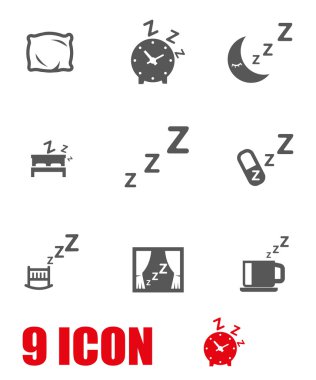 Vector grey sleep icon set clipart
