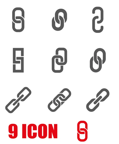 Vector šedou řetězec nebo link sady ikon — Stockový vektor