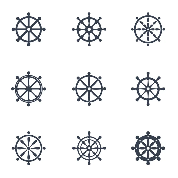 Vector black rudder icon set — Stock Vector