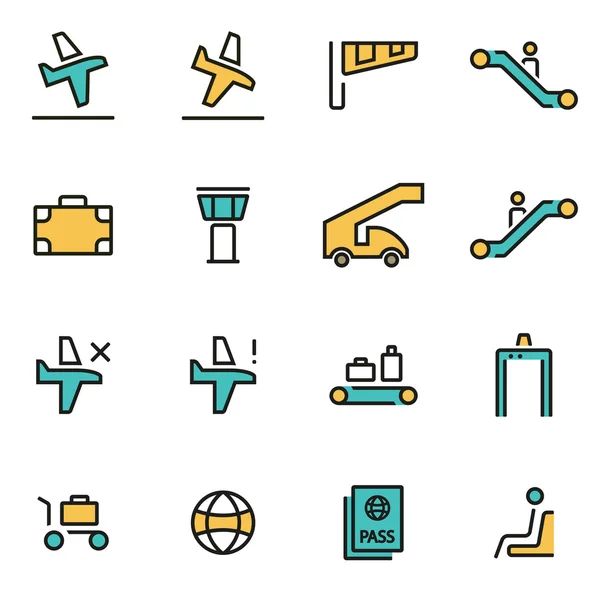 Trendy flat line icon pack for designers and developers. Vector line airport icon set — Stock Vector