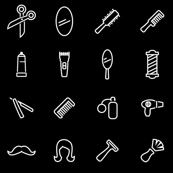 Ensemble d'icônes de coiffeur ligne vectorielle — Image vectorielle