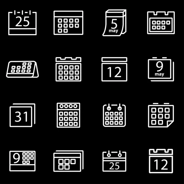 Conjunto de iconos de calendario de línea vectorial — Vector de stock