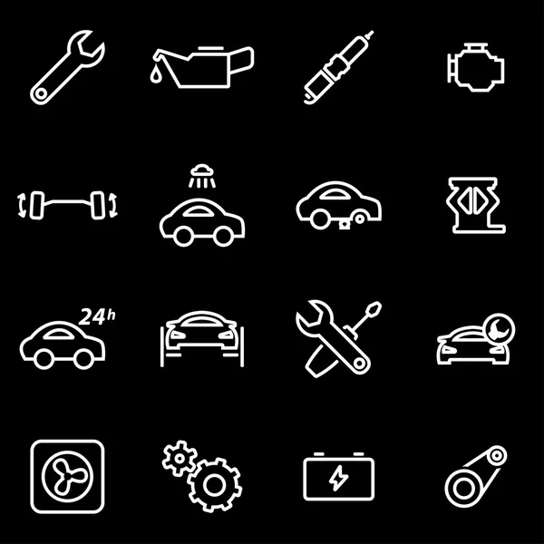 Vector line car service icon set — Stock Vector