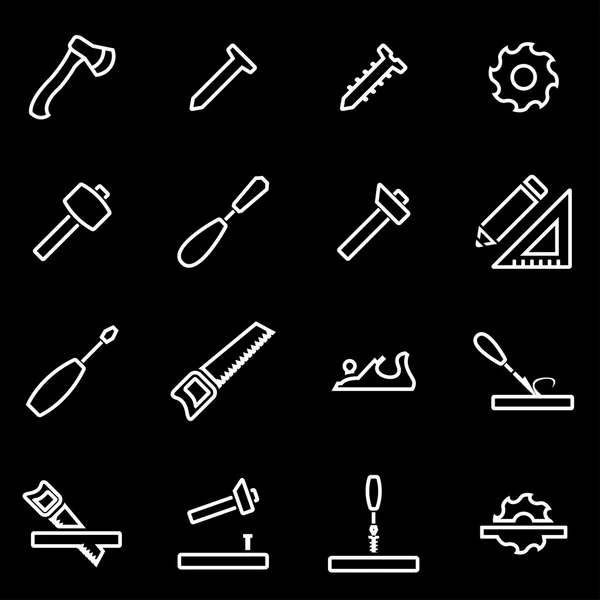Conjunto de iconos de carpintería de línea vectorial — Archivo Imágenes Vectoriales