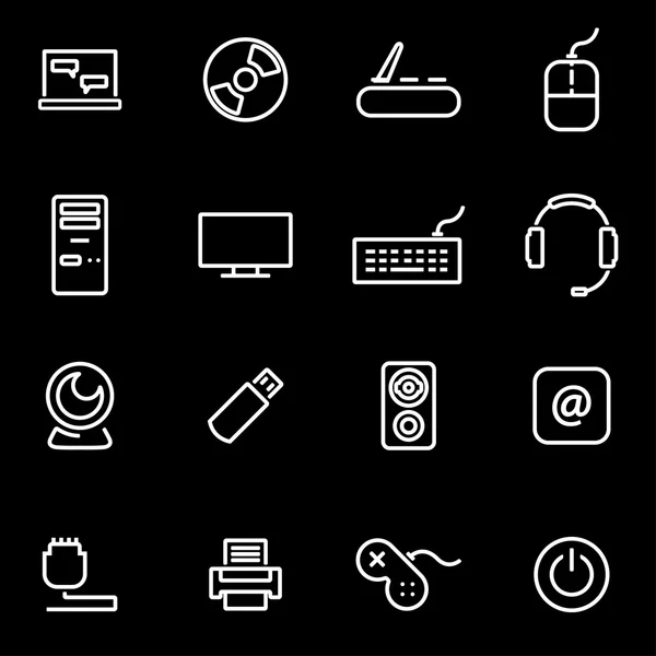 Conjunto de iconos de computadora de línea vectorial — Archivo Imágenes Vectoriales