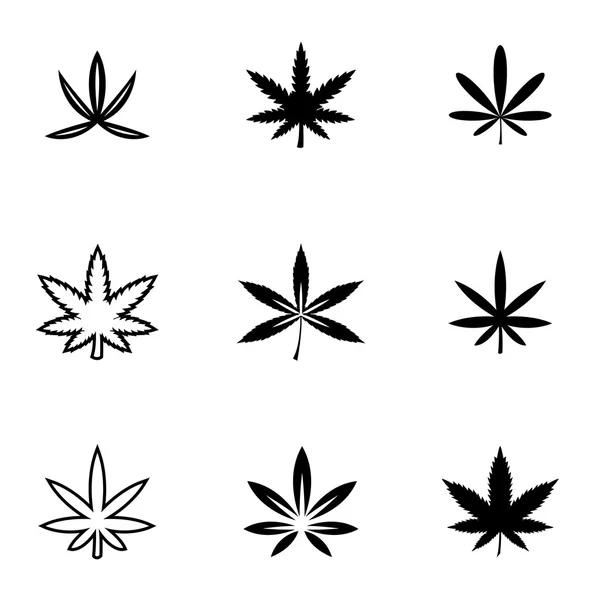 Vector black marijuana icon set — Stock Vector