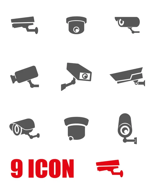 Conjunto de iconos de cámara de seguridad Vector gris — Vector de stock